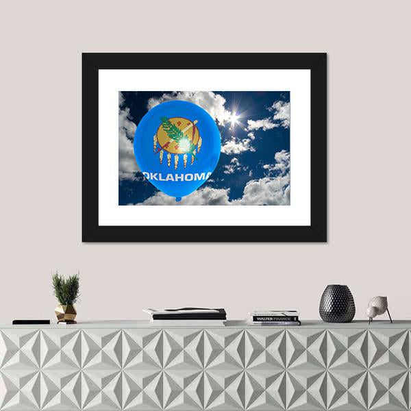 Oklahoma Flag On Balloon Canvas Wall Art-1 Piece-Framed Print-20" x 16"-Tiaracle