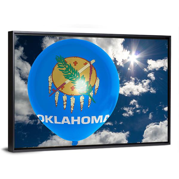 Oklahoma Flag On Balloon Canvas Wall Art-3 Horizontal-Gallery Wrap-25" x 16"-Tiaracle
