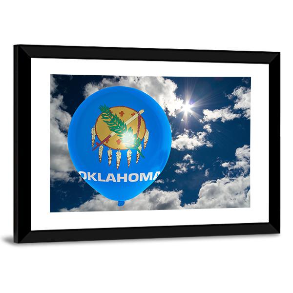 Oklahoma Flag On Balloon Canvas Wall Art-3 Horizontal-Gallery Wrap-25" x 16"-Tiaracle