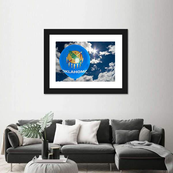 Oklahoma Flag On Balloon Canvas Wall Art-3 Horizontal-Gallery Wrap-25" x 16"-Tiaracle