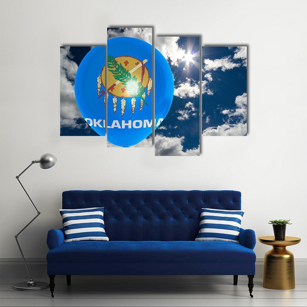Oklahoma Flag On Balloon Canvas Wall Art-4 Pop-Gallery Wrap-50" x 32"-Tiaracle