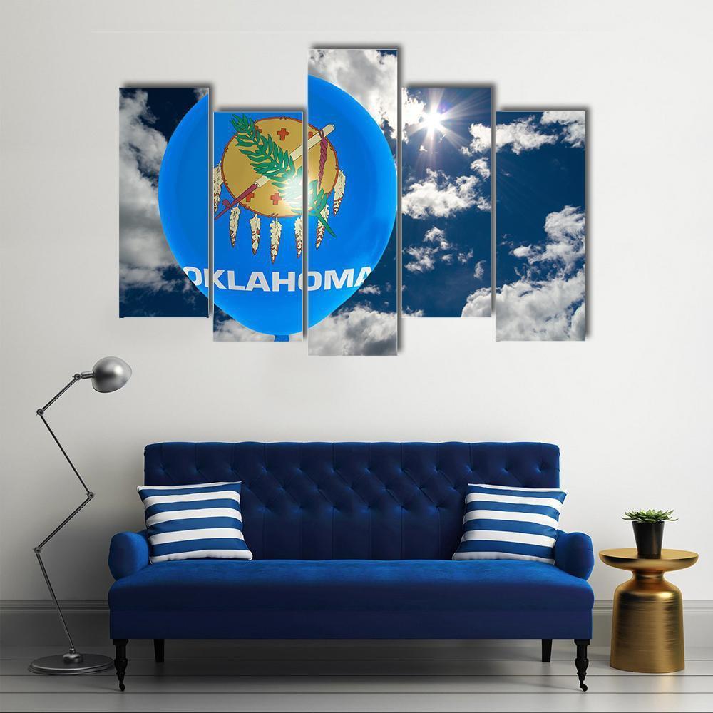 Oklahoma Flag On Balloon Canvas Wall Art-5 Pop-Gallery Wrap-47" x 32"-Tiaracle