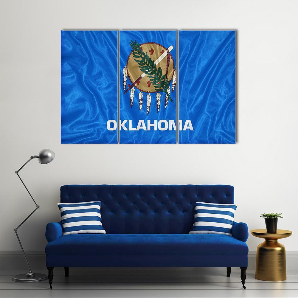 Oklahoma Flag Canvas Wall Art-3 Horizontal-Gallery Wrap-37" x 24"-Tiaracle