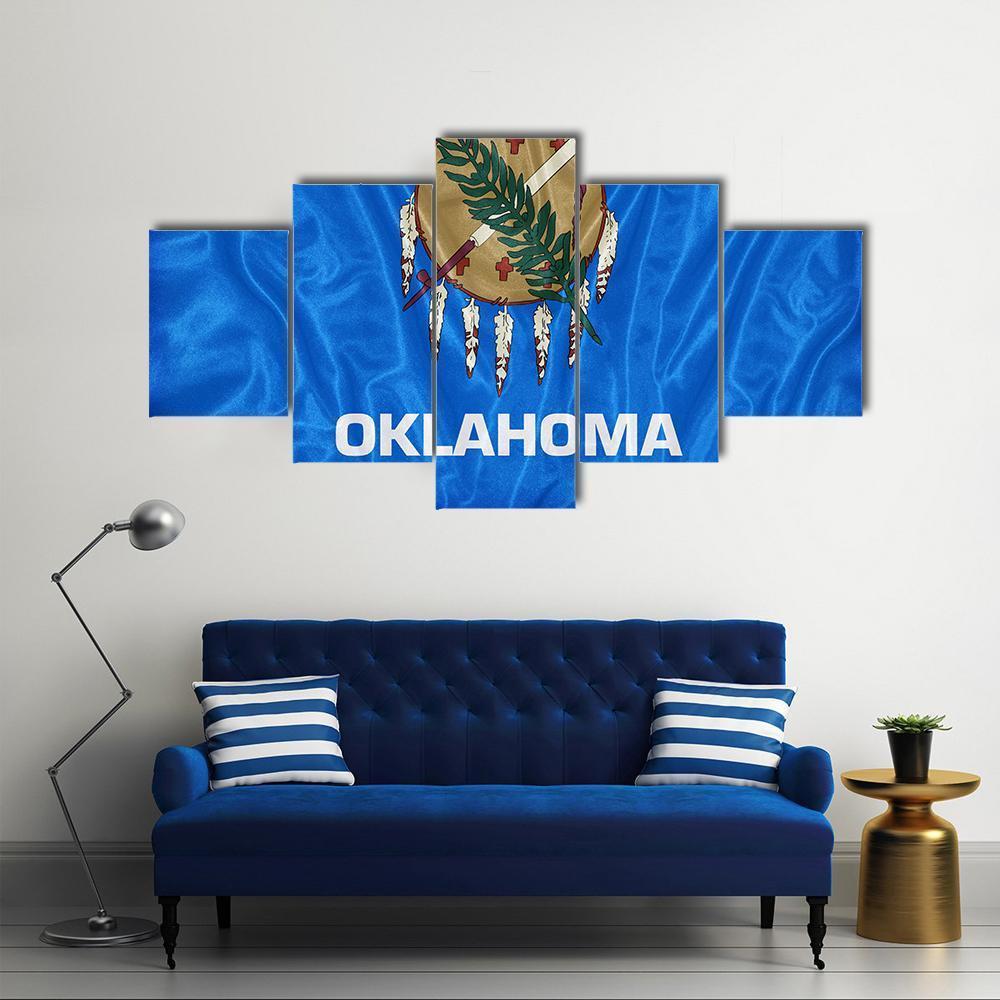 Oklahoma Flag Canvas Wall Art-5 Star-Gallery Wrap-62" x 32"-Tiaracle