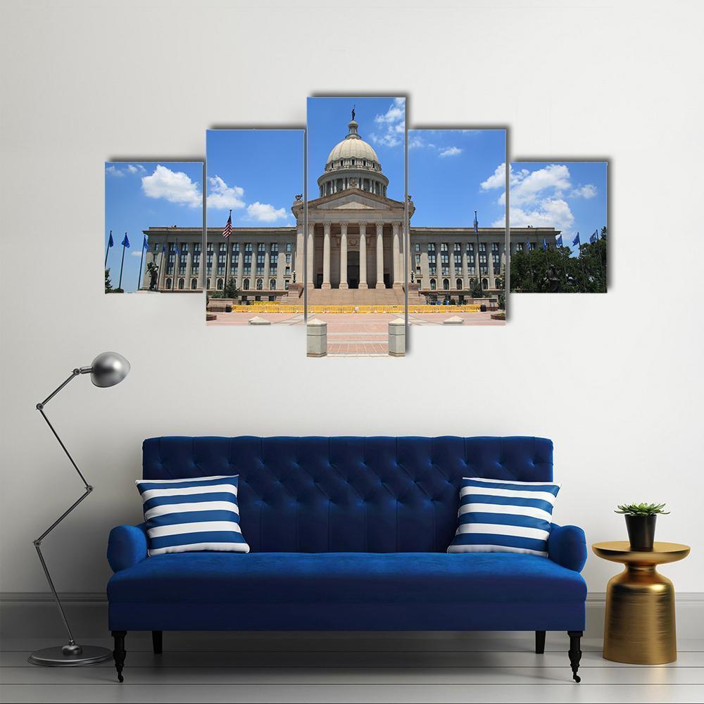 Capitol Building Oklahoma Canvas Wall Art-5 Star-Gallery Wrap-62" x 32"-Tiaracle