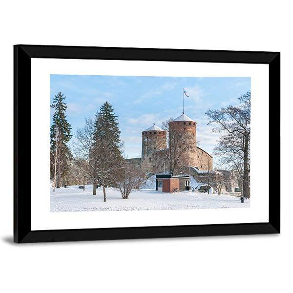 Olavinlinna Castle In Winter Canvas Wall Art-3 Horizontal-Gallery Wrap-25" x 16"-Tiaracle