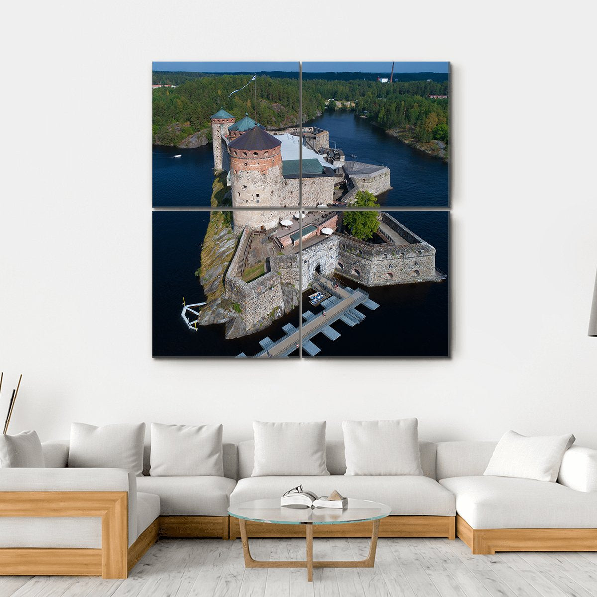 Olavinlinna Fortress Finland Canvas Wall Art-4 Square-Gallery Wrap-17" x 17"-Tiaracle