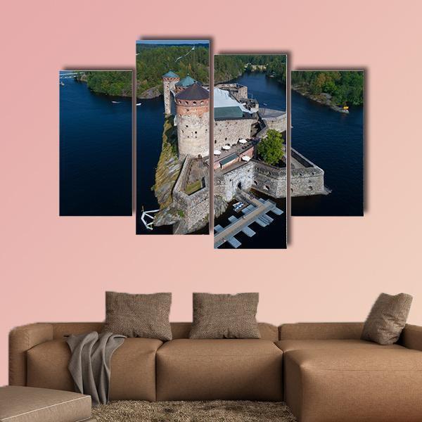 Olavinlinna Fortress Finland Canvas Wall Art-4 Pop-Gallery Wrap-50" x 32"-Tiaracle