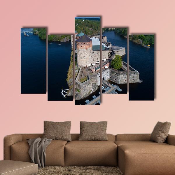 Olavinlinna Fortress Finland Canvas Wall Art-5 Pop-Gallery Wrap-47" x 32"-Tiaracle