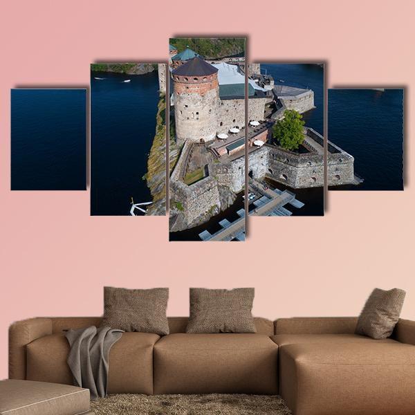 Olavinlinna Fortress Finland Canvas Wall Art-5 Star-Gallery Wrap-62" x 32"-Tiaracle