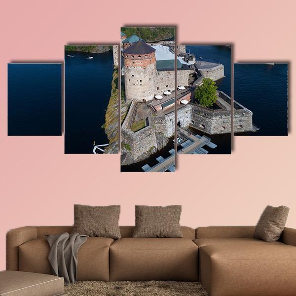 Olavinlinna Fortress Finland Canvas Wall Art-5 Pop-Gallery Wrap-47" x 32"-Tiaracle