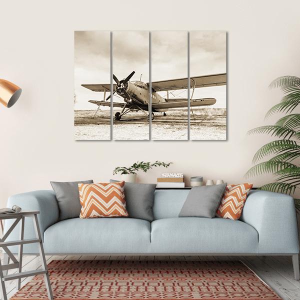 Old Airplane Canvas Wall Art-4 Horizontal-Gallery Wrap-34" x 24"-Tiaracle