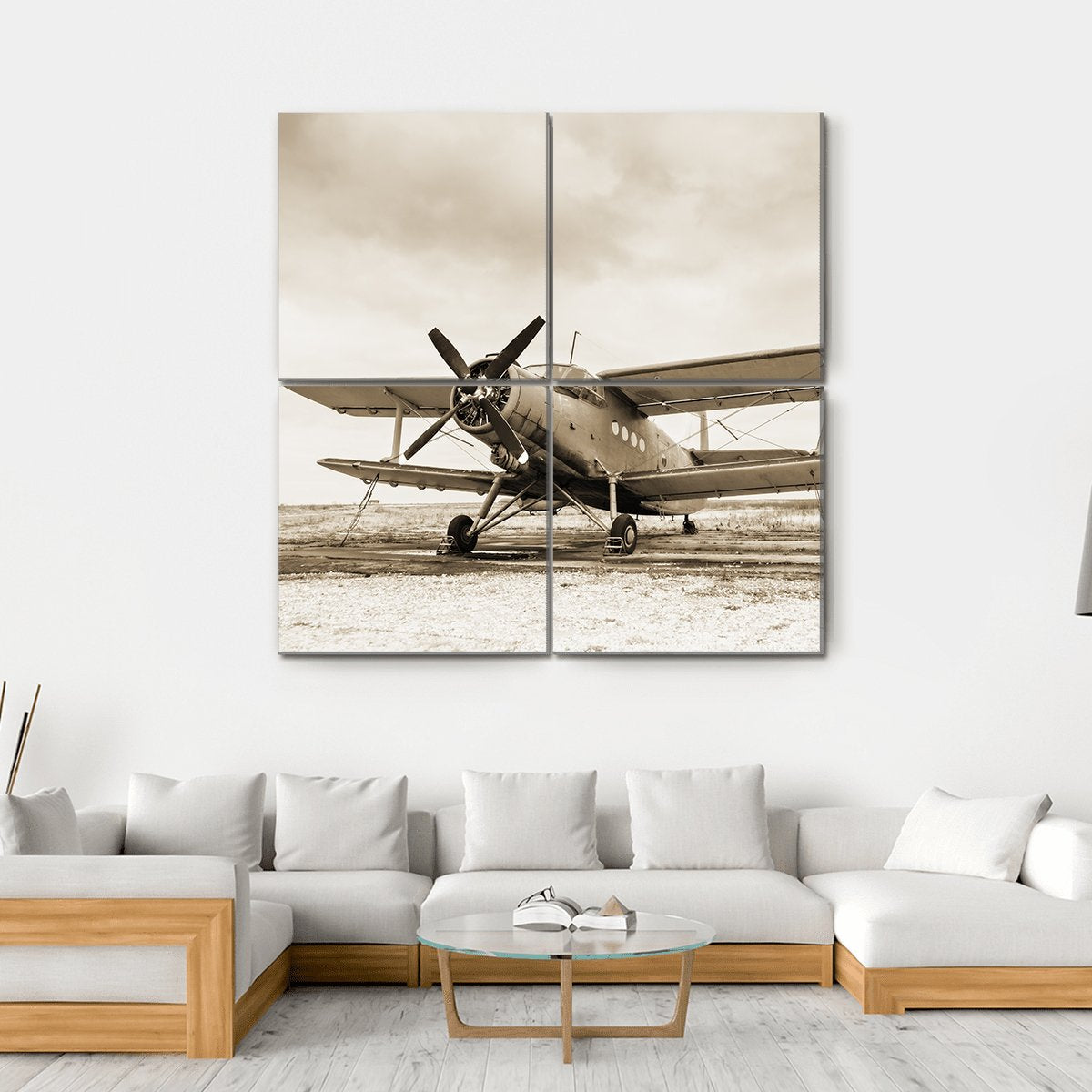 Old Airplane Canvas Wall Art-4 Square-Gallery Wrap-17" x 17"-Tiaracle