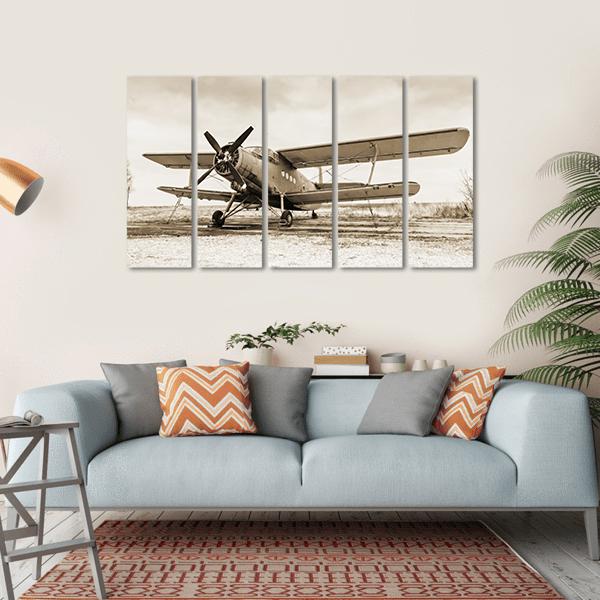 Old Airplane Canvas Wall Art-5 Horizontal-Gallery Wrap-22" x 12"-Tiaracle
