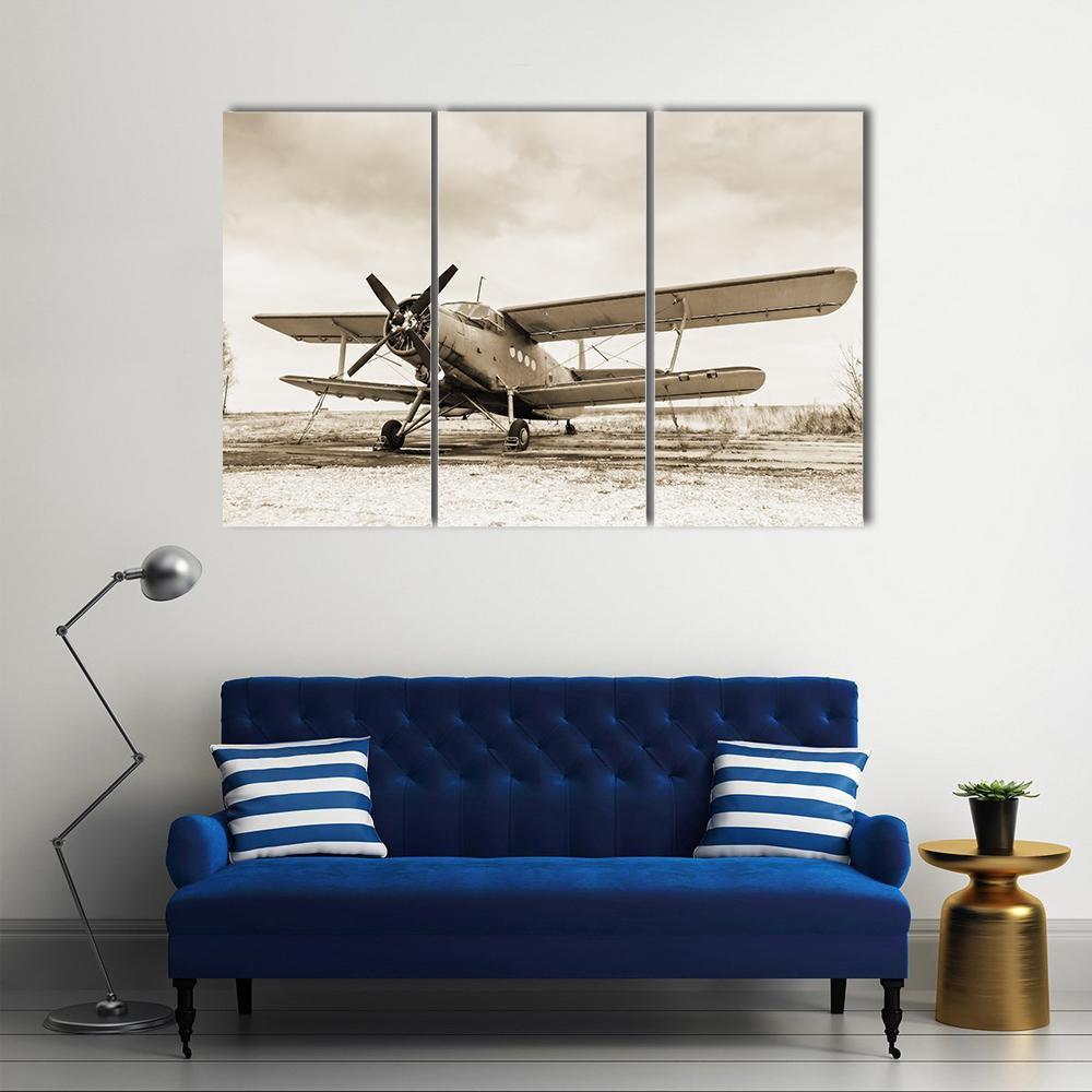 Old Airplane Canvas Wall Art-3 Horizontal-Gallery Wrap-37" x 24"-Tiaracle