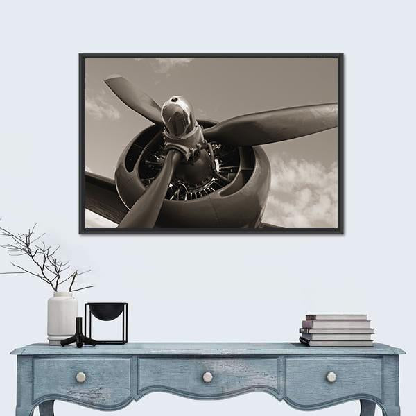 Old Airplane Propeller Canvas Wall Art-1 Piece-Floating Frame-24" x 16"-Tiaracle