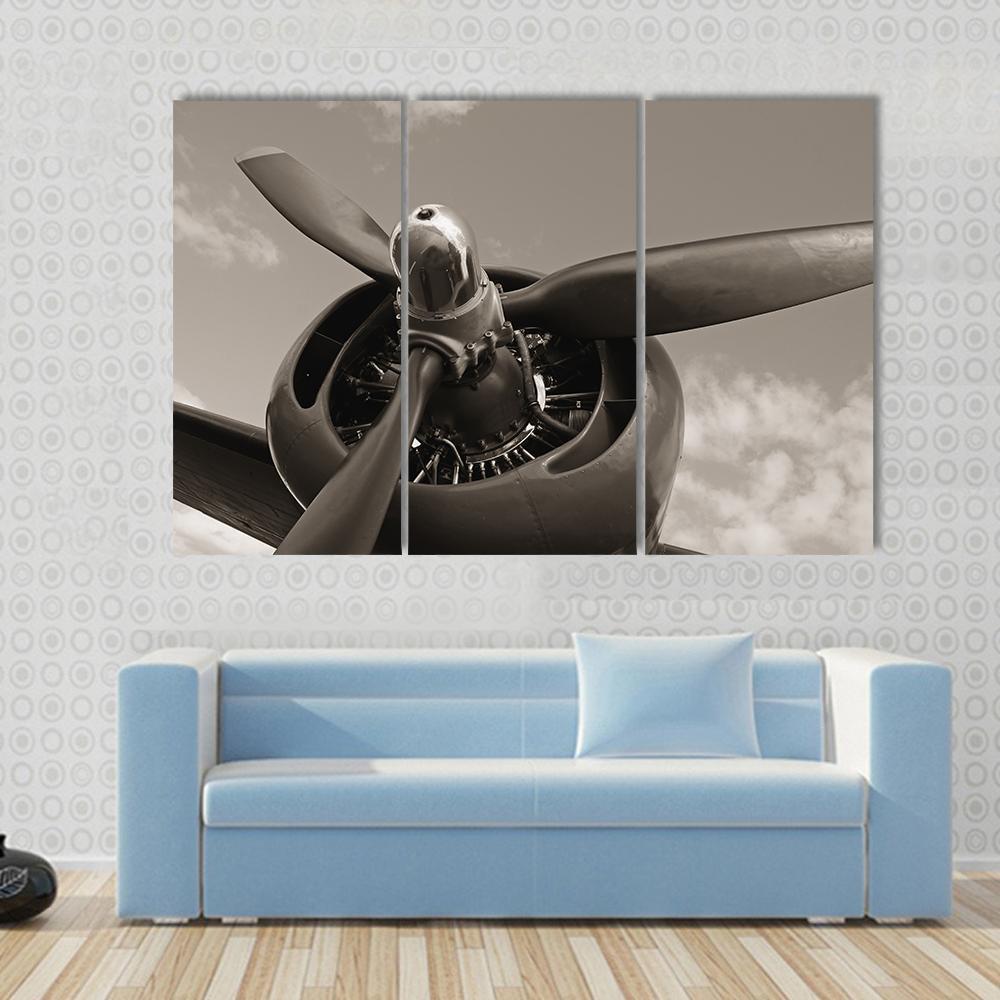Old Airplane Propeller Canvas Wall Art-3 Horizontal-Gallery Wrap-37" x 24"-Tiaracle
