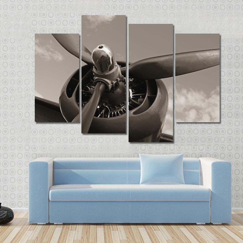 Old Airplane Propeller Canvas Wall Art-4 Pop-Gallery Wrap-50" x 32"-Tiaracle