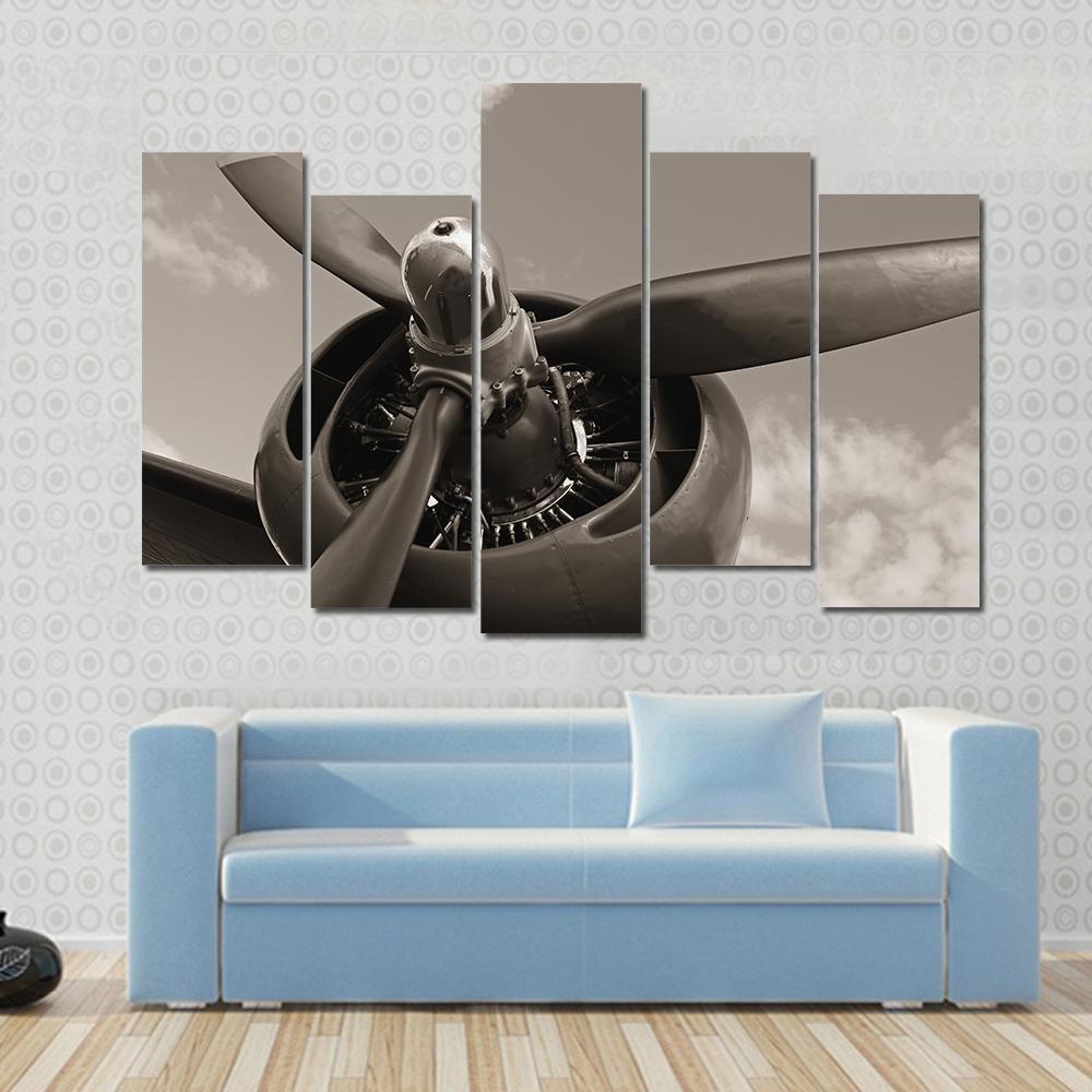 Old Airplane Propeller Canvas Wall Art-3 Horizontal-Gallery Wrap-37" x 24"-Tiaracle