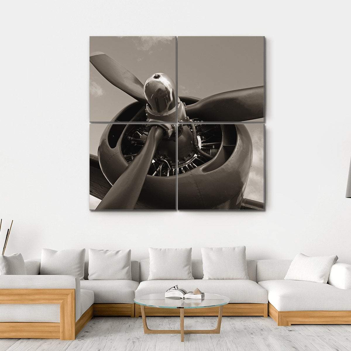 Old Airplane Propeller Canvas Wall Art-4 Square-Gallery Wrap-17" x 17"-Tiaracle