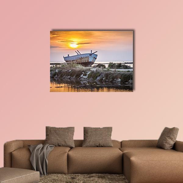 Old Boat Canvas Wall Art-4 Pop-Gallery Wrap-50" x 32"-Tiaracle