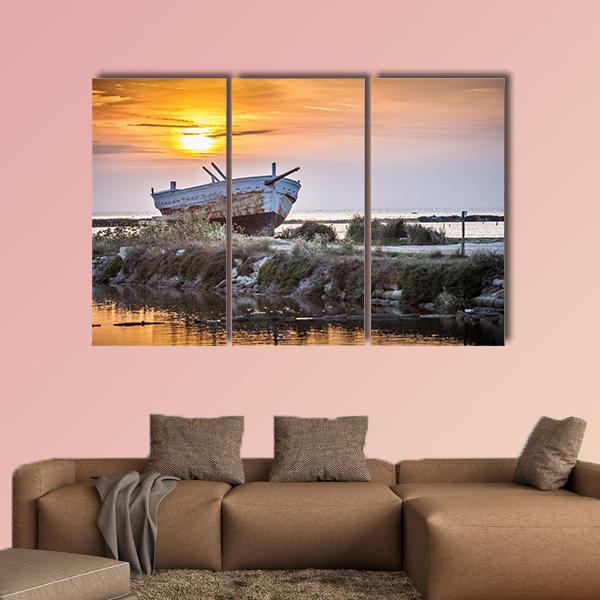 Old Boat Canvas Wall Art-3 Horizontal-Gallery Wrap-25" x 16"-Tiaracle