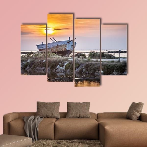 Old Boat Canvas Wall Art-4 Pop-Gallery Wrap-50" x 32"-Tiaracle