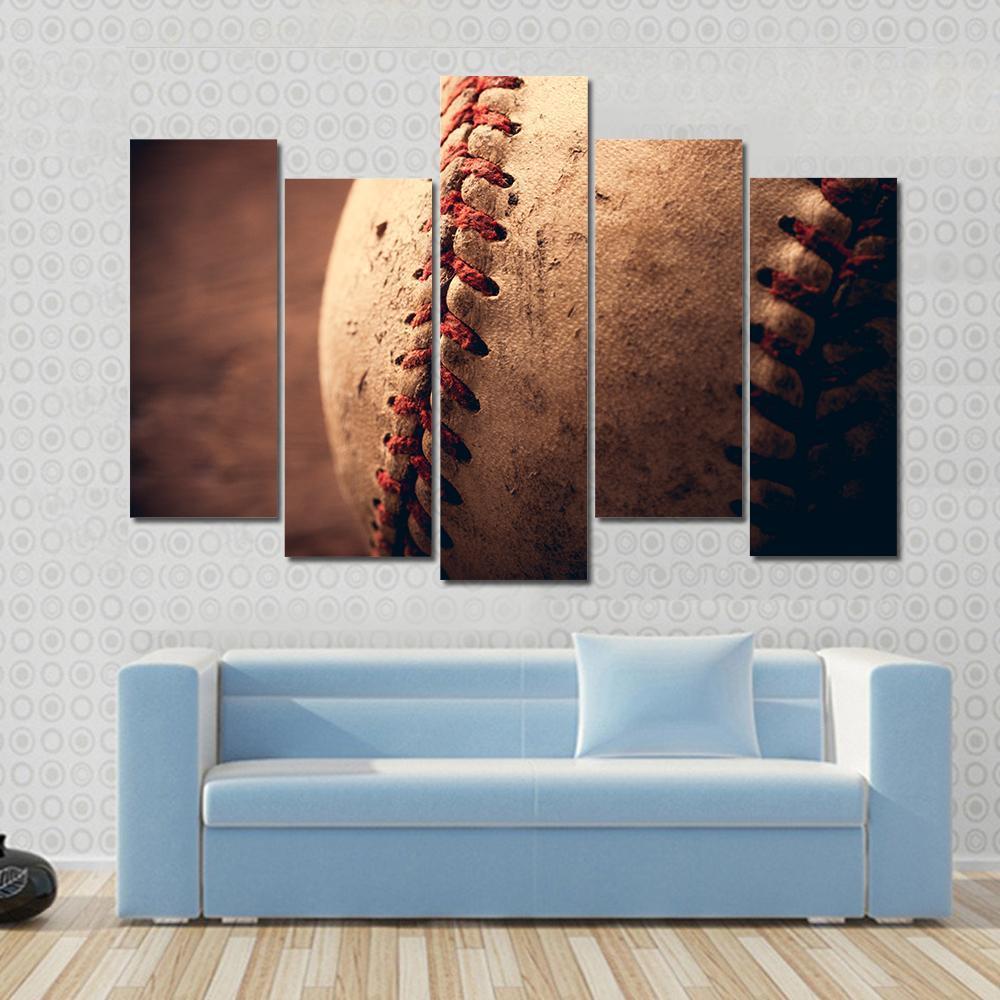 Old Baseball Canvas Wall Art-5 Pop-Gallery Wrap-47" x 32"-Tiaracle