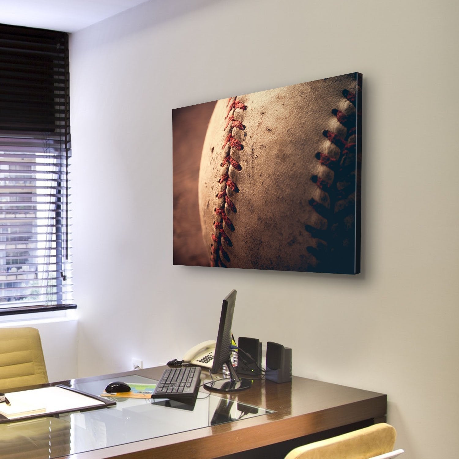 Old Baseball Canvas Wall Art-5 Pop-Gallery Wrap-47" x 32"-Tiaracle