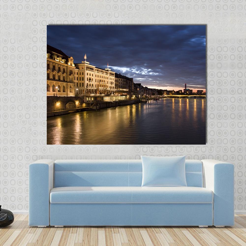 Old Basel Switzerland Canvas Wall Art-1 Piece-Gallery Wrap-48" x 32"-Tiaracle