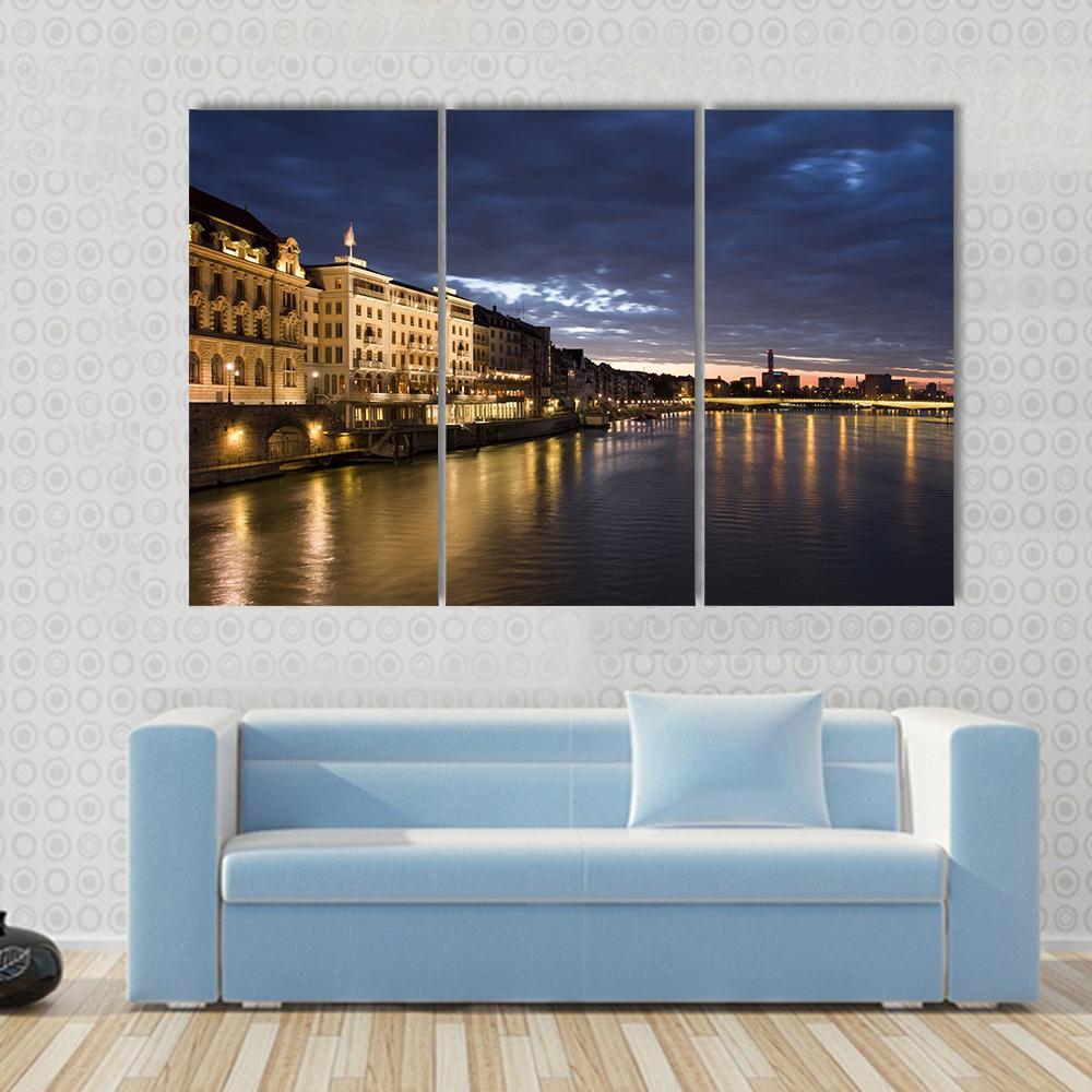 Old Basel Switzerland Canvas Wall Art-3 Horizontal-Gallery Wrap-37" x 24"-Tiaracle