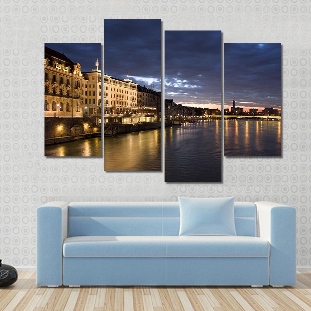 Old Basel Switzerland Canvas Wall Art-4 Pop-Gallery Wrap-50" x 32"-Tiaracle