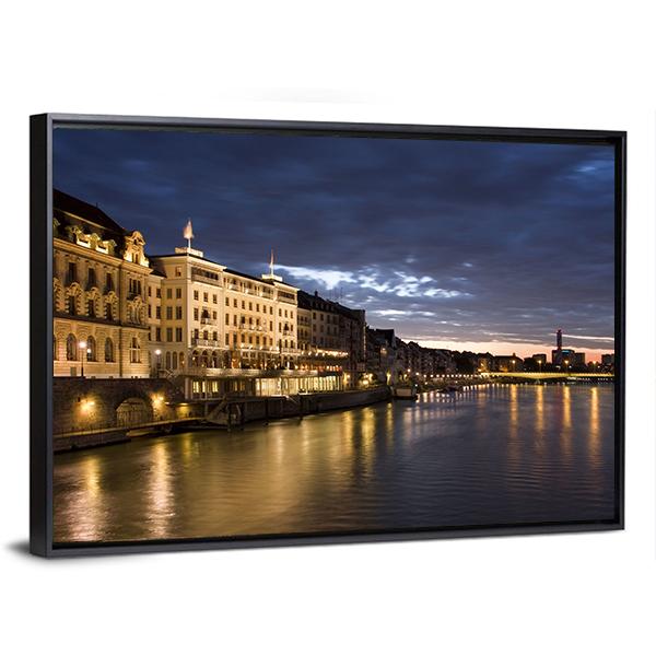 Old Basel Switzerland Canvas Wall Art-3 Horizontal-Gallery Wrap-25" x 16"-Tiaracle
