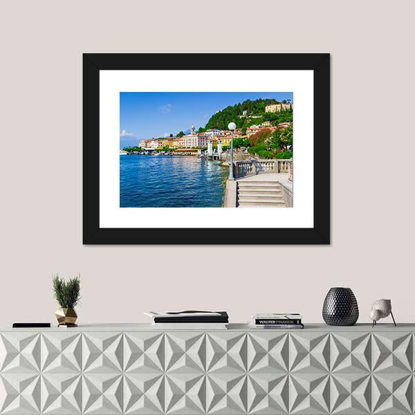 Old Bellagio With Como Lake Canvas Wall Art-1 Piece-Framed Print-20&quot; x 16&quot;-Tiaracle