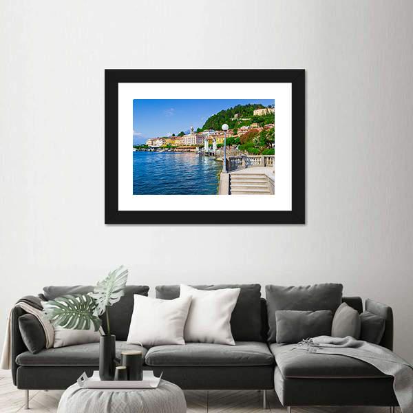 Old Bellagio With Como Lake Canvas Wall Art-3 Horizontal-Gallery Wrap-25&quot; x 16&quot;-Tiaracle