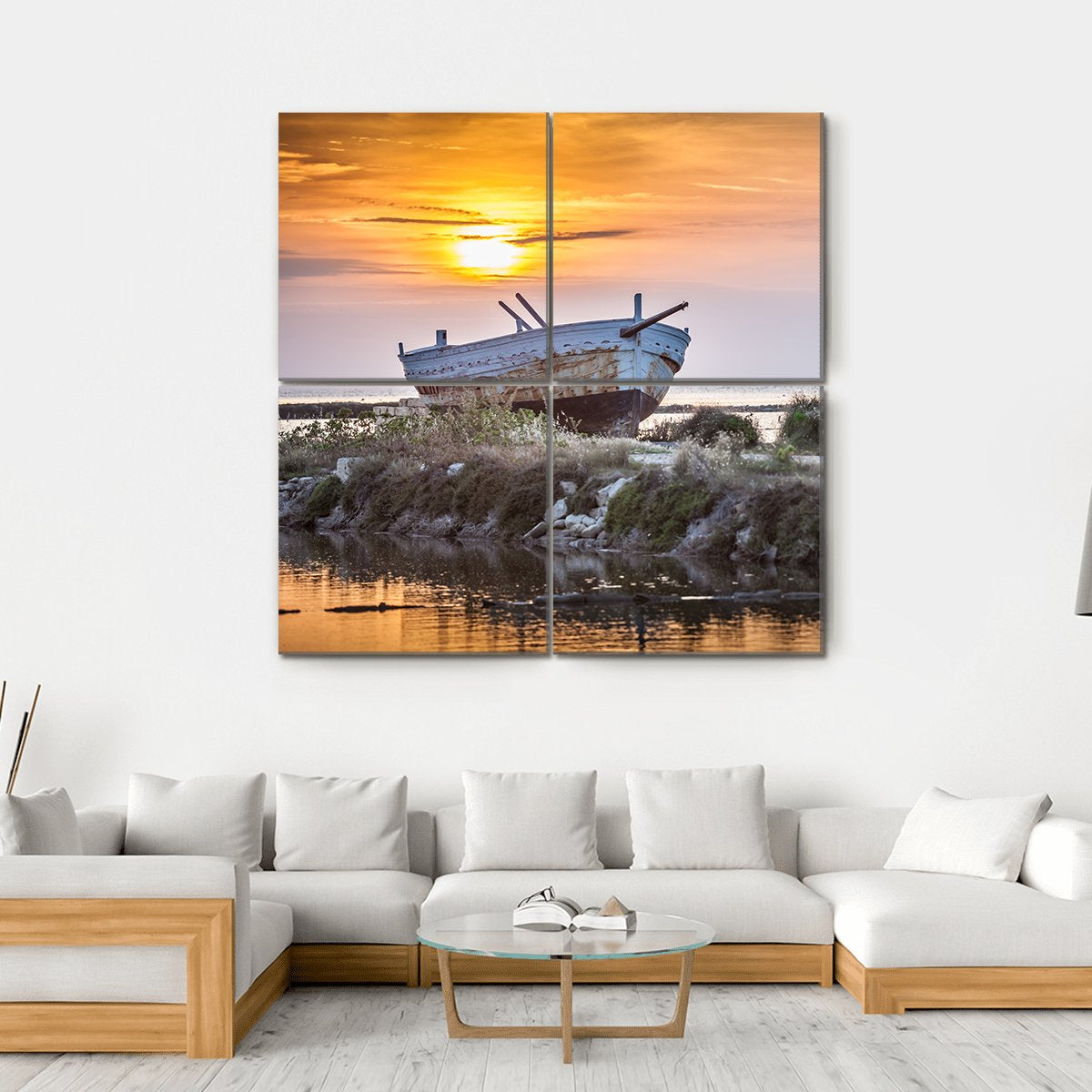 Old Boat Canvas Wall Art-4 Square-Gallery Wrap-17" x 17"-Tiaracle