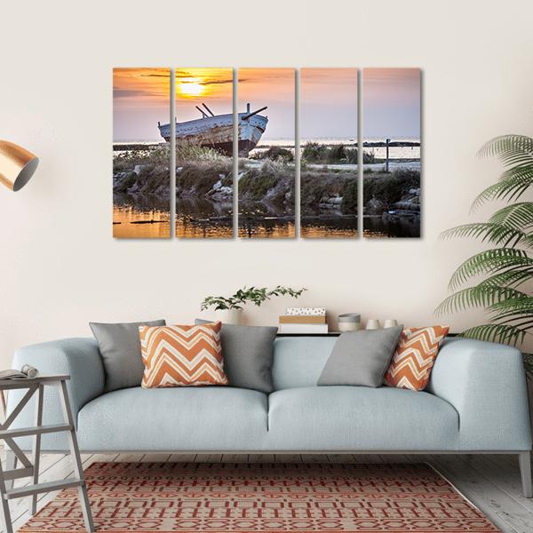 Old Boat Canvas Wall Art-5 Horizontal-Gallery Wrap-22" x 12"-Tiaracle