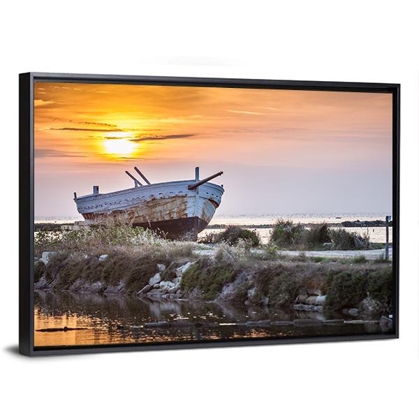 Old Boat Canvas Wall Art-3 Horizontal-Gallery Wrap-25" x 16"-Tiaracle