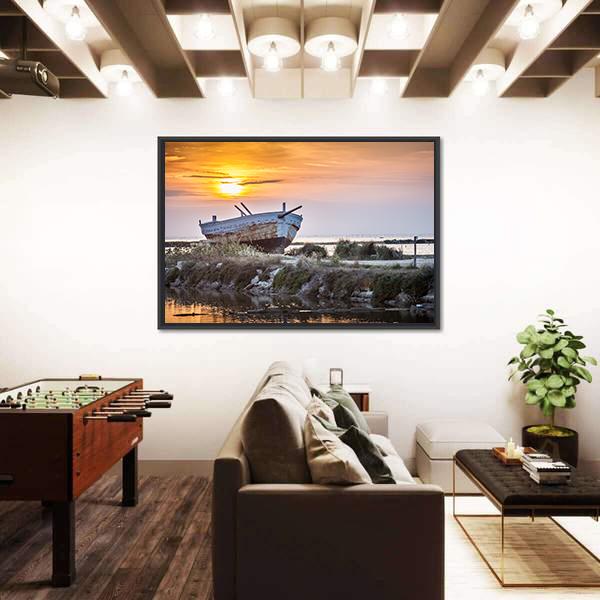 Old Boat Canvas Wall Art-3 Horizontal-Gallery Wrap-25" x 16"-Tiaracle