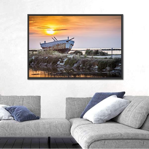 Old Boat Canvas Wall Art-3 Horizontal-Gallery Wrap-25" x 16"-Tiaracle