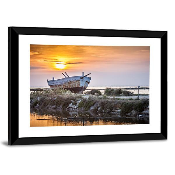 Old Boat Canvas Wall Art-3 Horizontal-Gallery Wrap-25" x 16"-Tiaracle