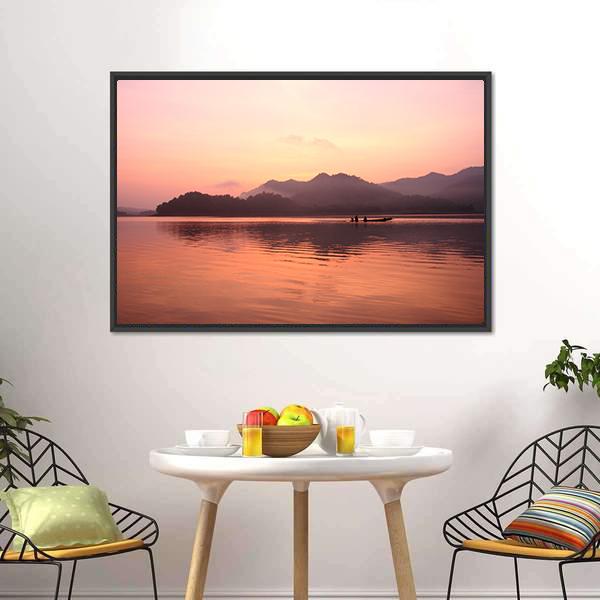 Old Boat In Lake Canvas Wall Art-3 Horizontal-Gallery Wrap-25" x 16"-Tiaracle