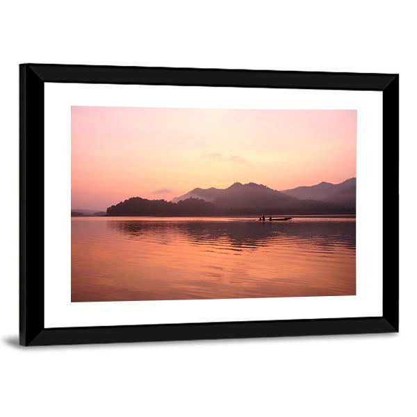 Old Boat In Lake Canvas Wall Art-3 Horizontal-Gallery Wrap-25" x 16"-Tiaracle