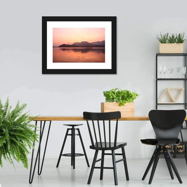 Old Boat In Lake Canvas Wall Art-3 Horizontal-Gallery Wrap-25" x 16"-Tiaracle