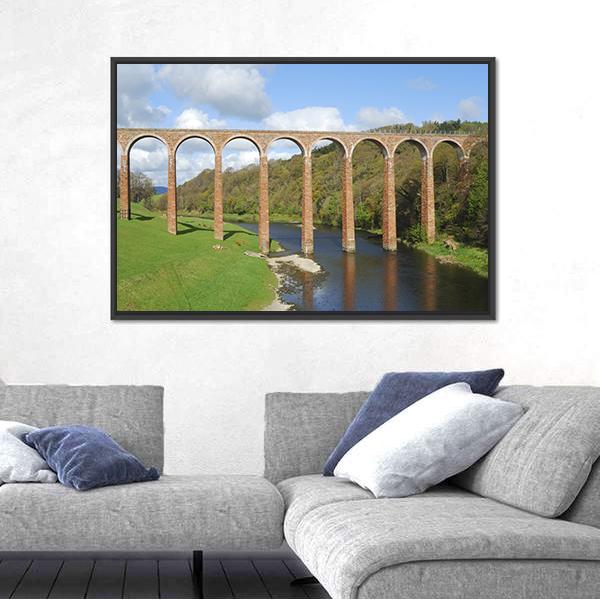 Old Bridge Over River Tweed Canvas Wall Art-3 Horizontal-Gallery Wrap-25" x 16"-Tiaracle