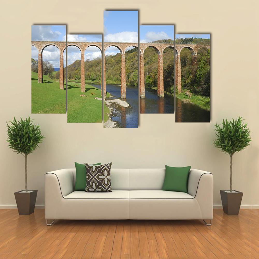 Old Bridge Over River Tweed Canvas Wall Art-5 Pop-Gallery Wrap-47" x 32"-Tiaracle