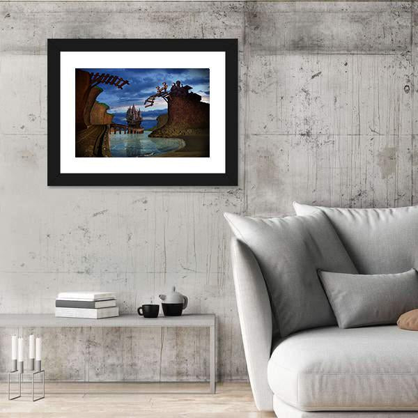 Old Broken Railway Bridge Canvas Wall Art-3 Horizontal-Gallery Wrap-25" x 16"-Tiaracle