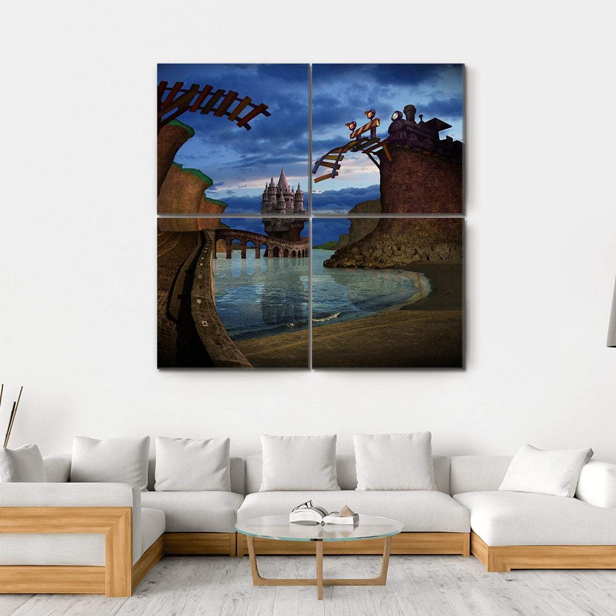 Old Broken Railway Bridge Canvas Wall Art-4 Square-Gallery Wrap-17" x 17"-Tiaracle
