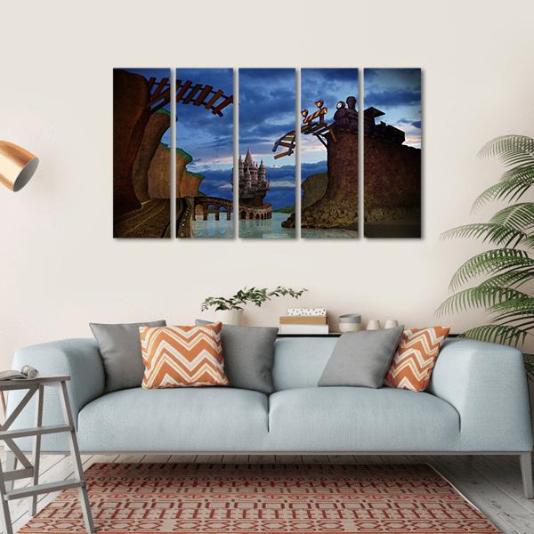 Old Broken Railway Bridge Canvas Wall Art-5 Horizontal-Gallery Wrap-22" x 12"-Tiaracle