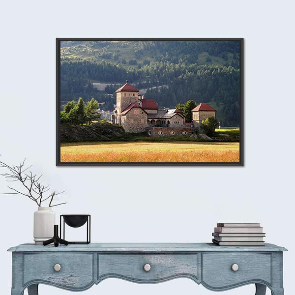 Old Building In Silvaplana Canvas Wall Art-1 Piece-Floating Frame-24" x 16"-Tiaracle